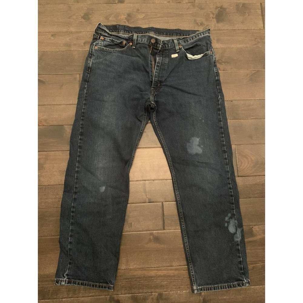 Men's Levi's 505 Regular Bleached Blue Jeans 38x30 Let's call them distressed..